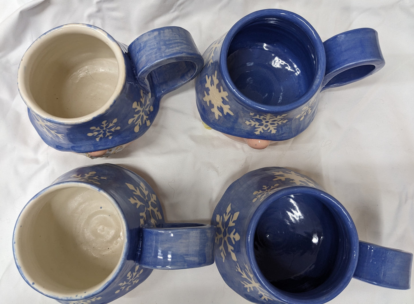 Handmade Ceramic Winter Gnome Mug with Snowflakes – Handmade Winter Gnome Mug