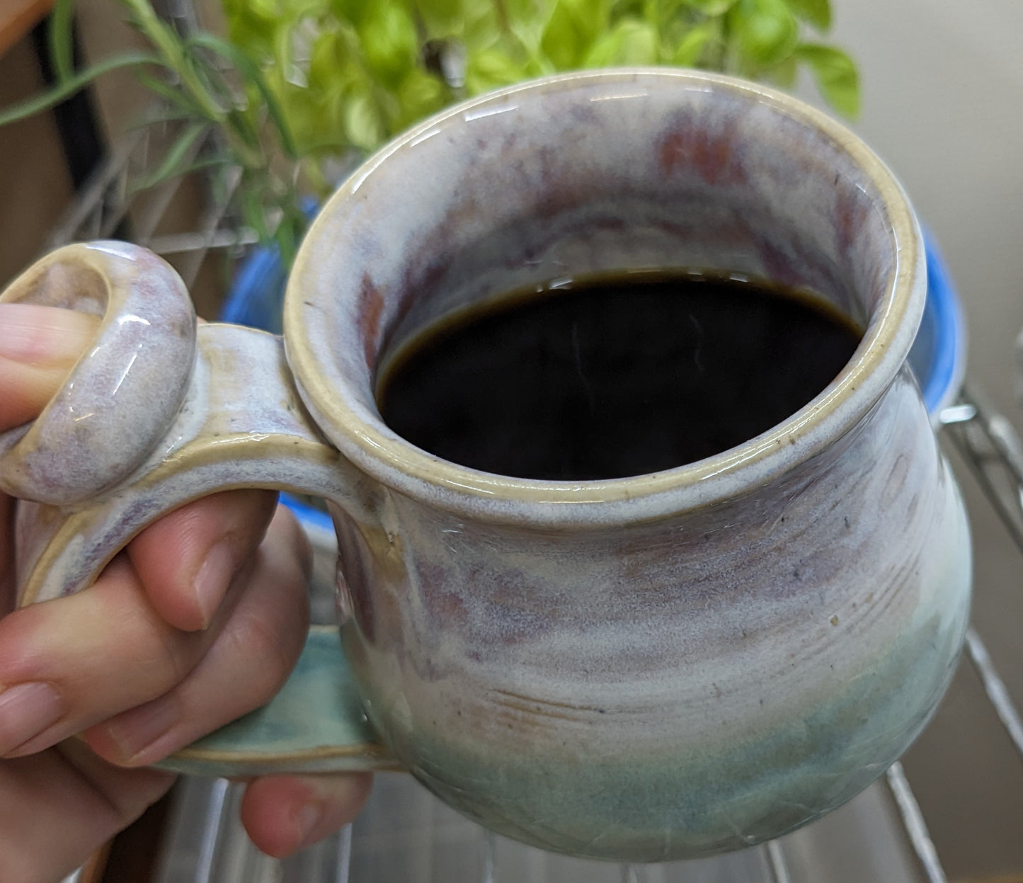 Rosa og Pastellgrønn Akvarellkrus – Håndlaget Keramikk