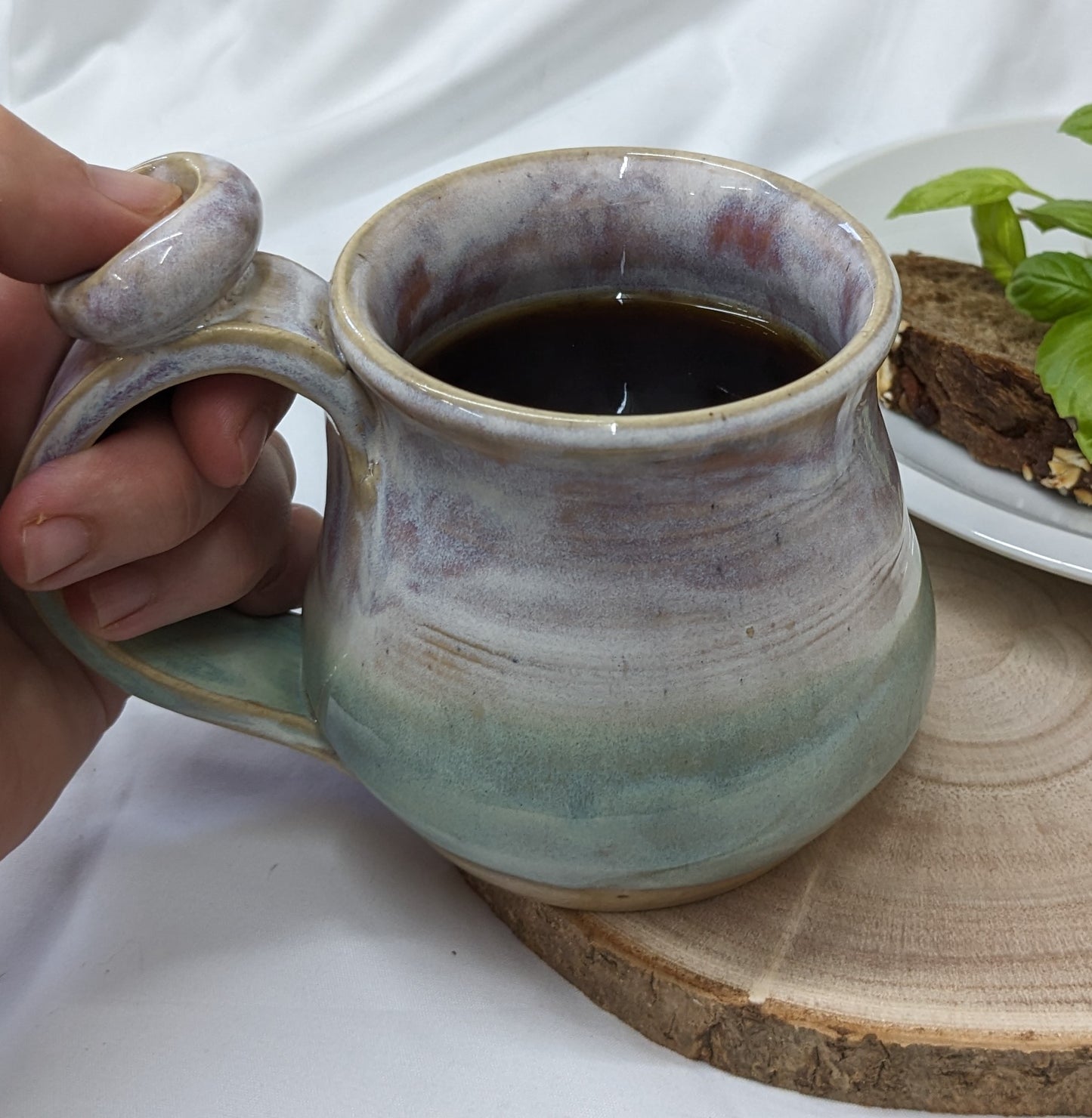 Rosa og Pastellgrønn Akvarellkrus – Håndlaget Keramikk