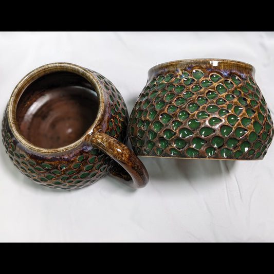 Rund Retro Krus - grønne prikker