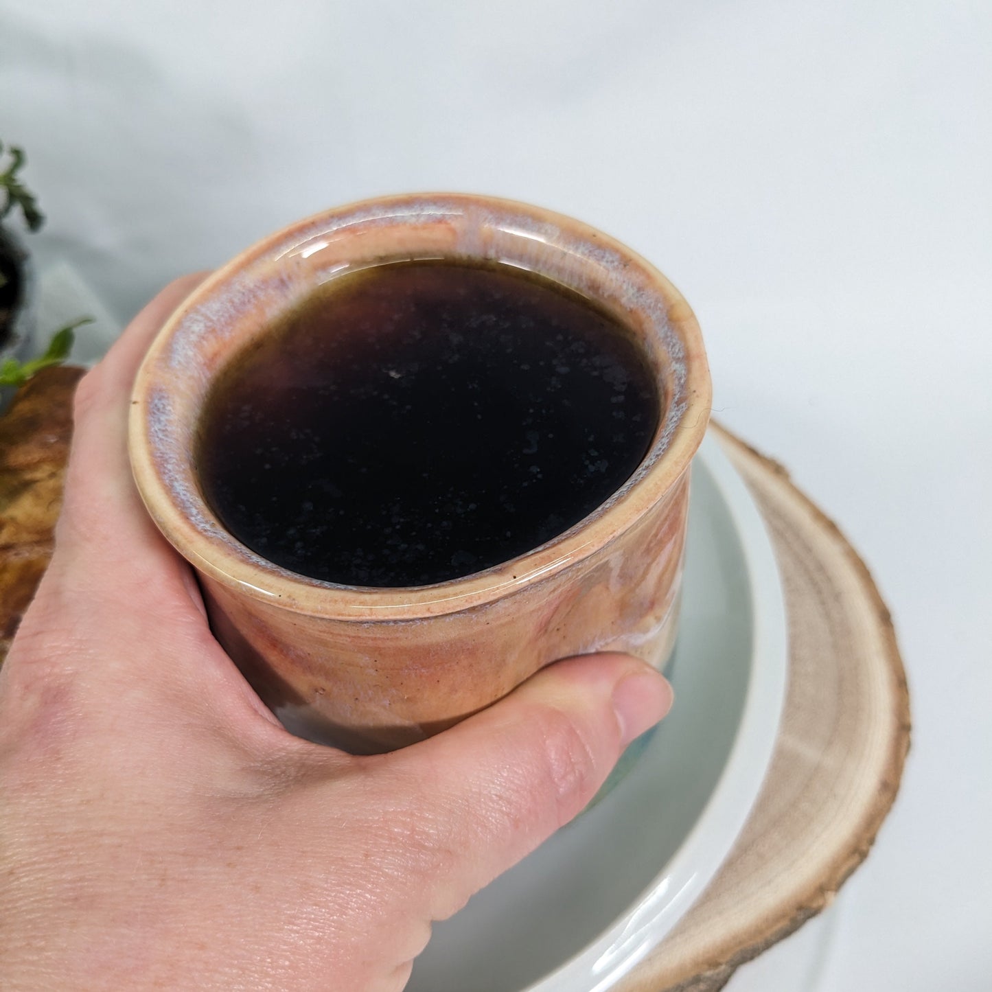 Rosa og Pastellgrønn Akvarell Håndtaksløs Kopp