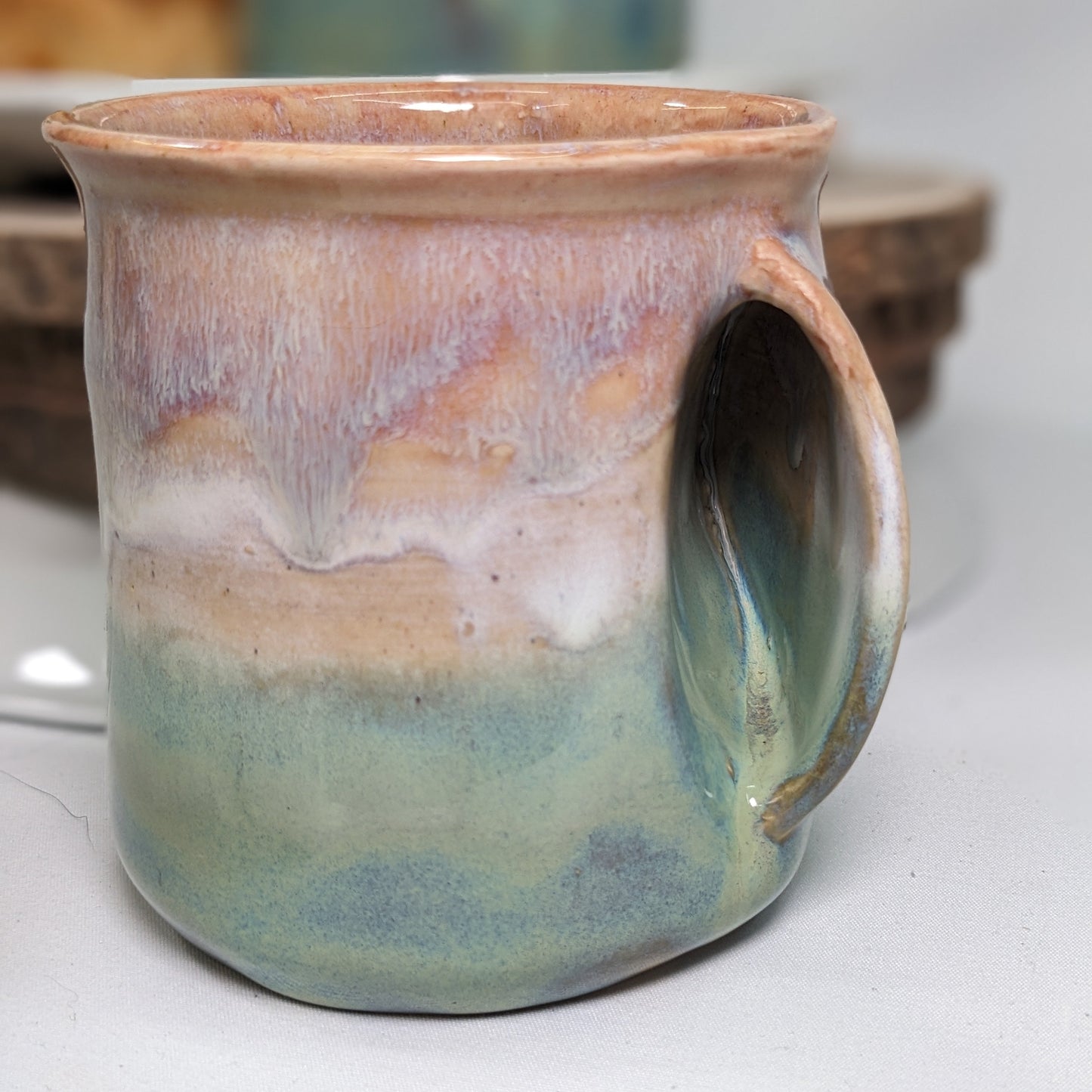 Rosa og Pastellgrønn Akvarell Håndtaksløs Kopp