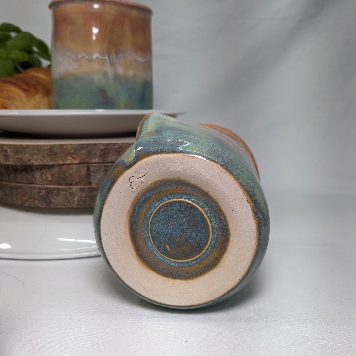 Rosa og Pastellgrønn Akvarell Håndtaksløs Kopp