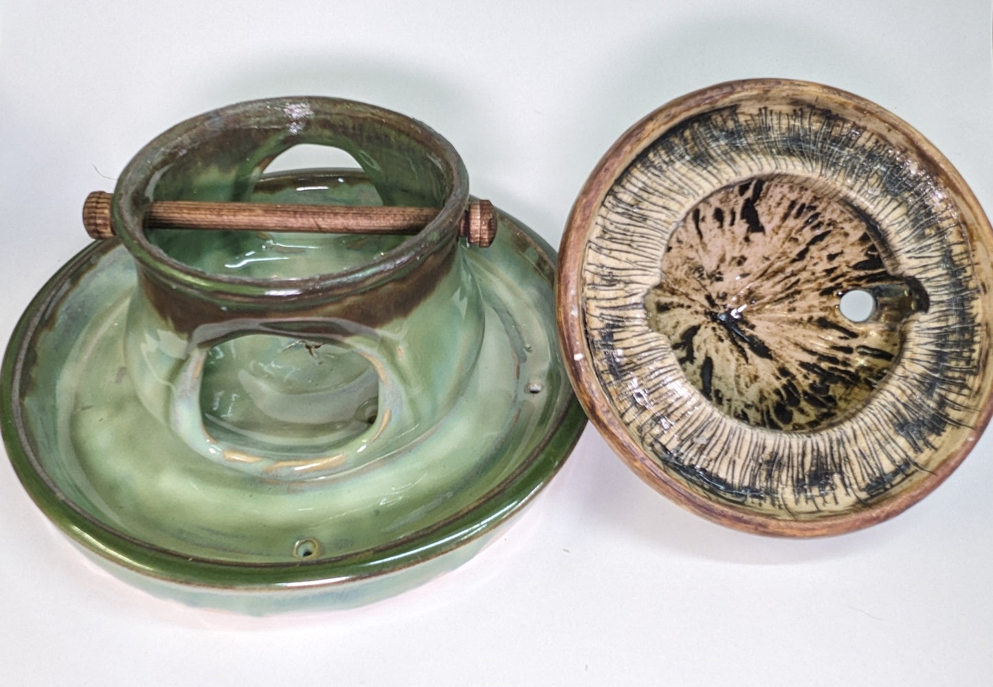 Handmade Mushroom Bird Feeder – "Moss" Glaze | Mushroom Bird Feeder