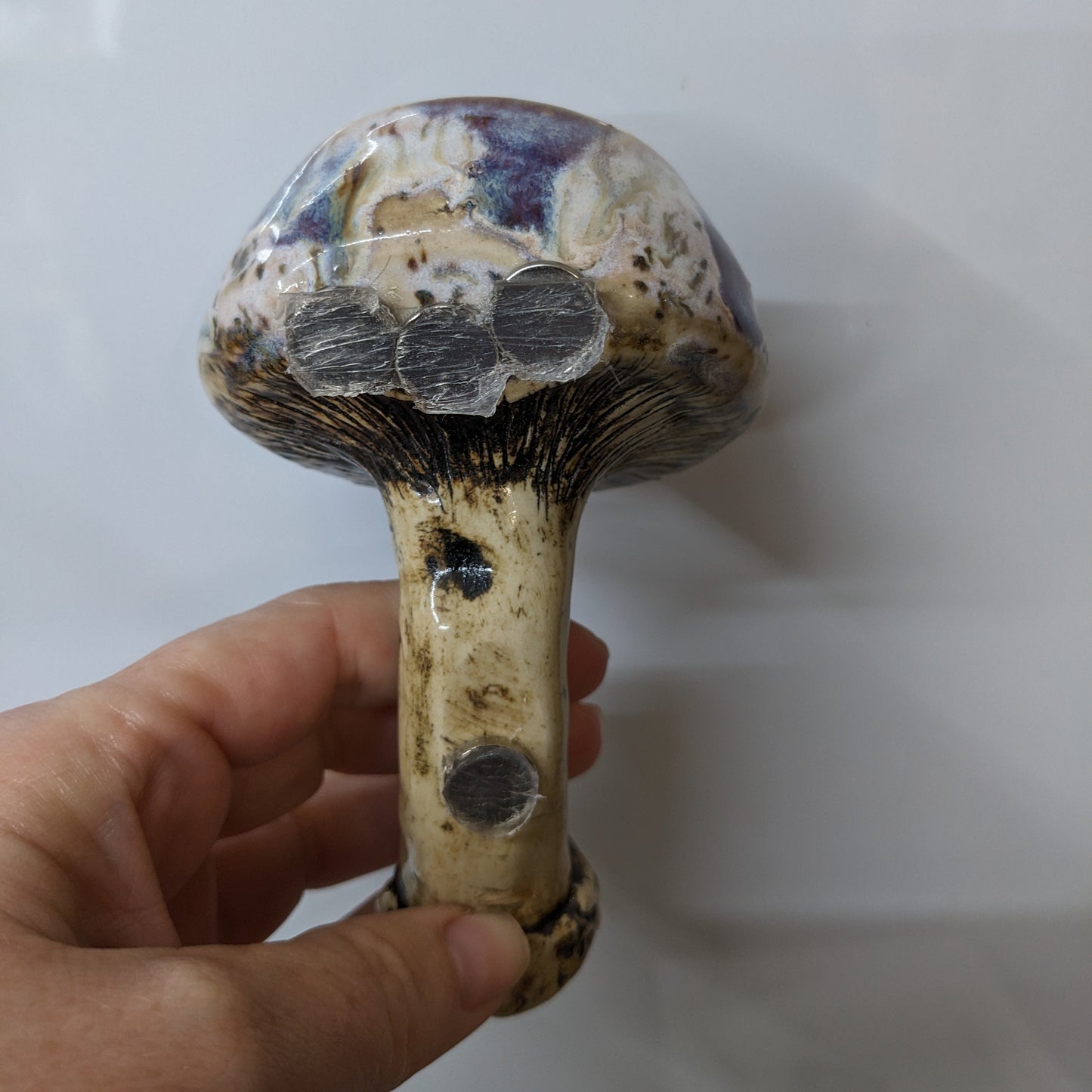 Handmade ceramic mushroom magnet with mini plant holder – Mushroom magnet succulent holder