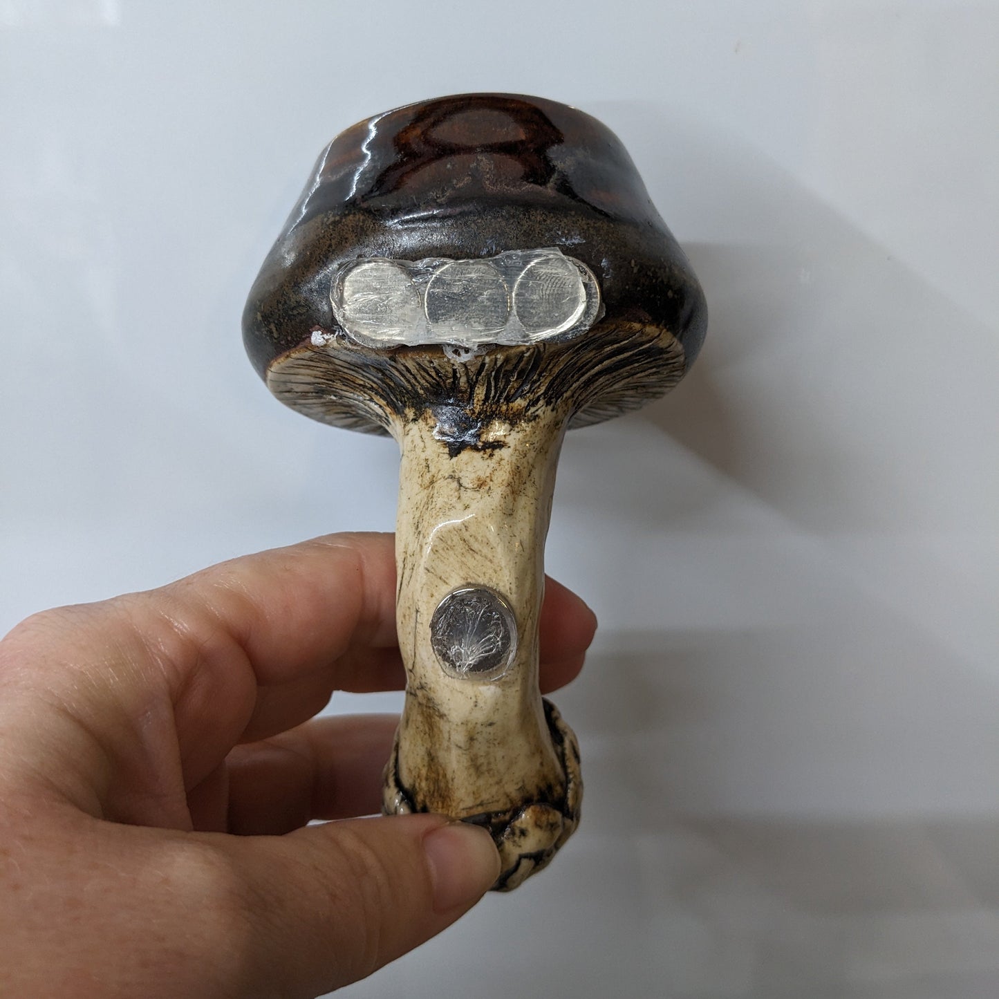 Handmade ceramic mushroom magnet with mini plant holder – Mushroom magnet succulent holder